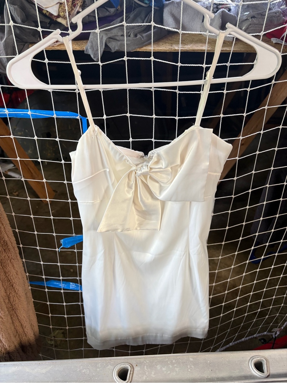 White Satin dress with bow worn twice
